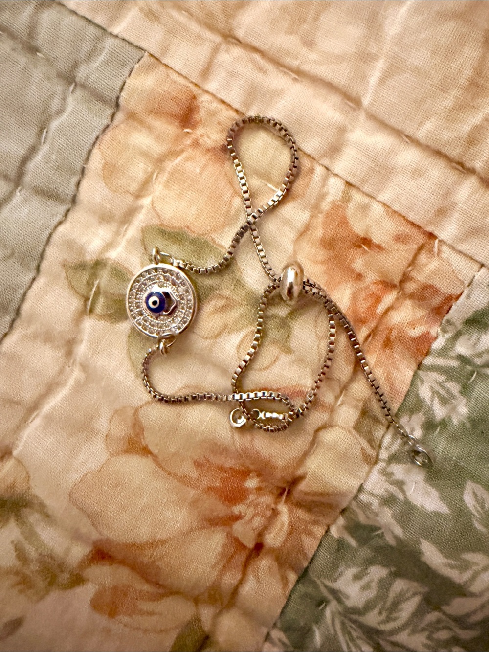 Silver Evil Eye Hamsa Disc Bracelet - Sterling Look